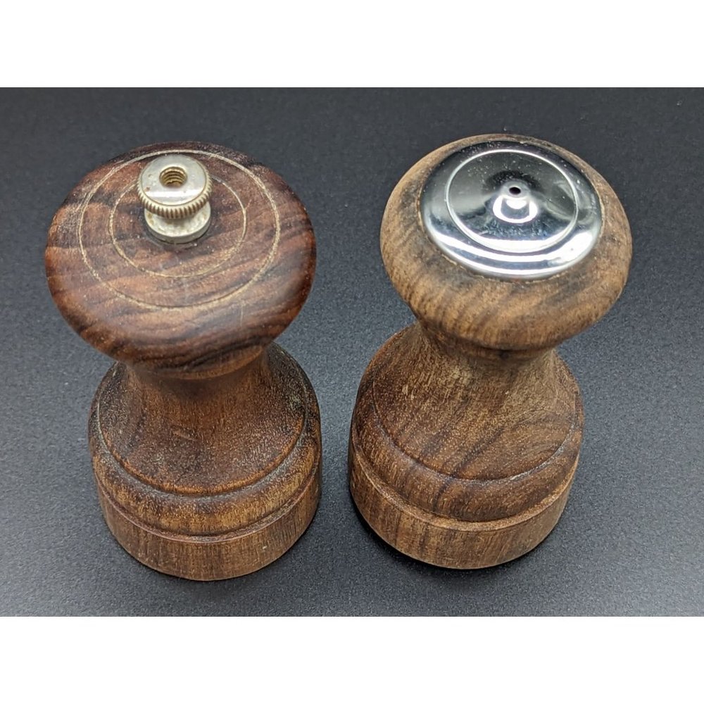 Vintage Peter Piper Salt and Pepper Mill Shakers Wood Grinder